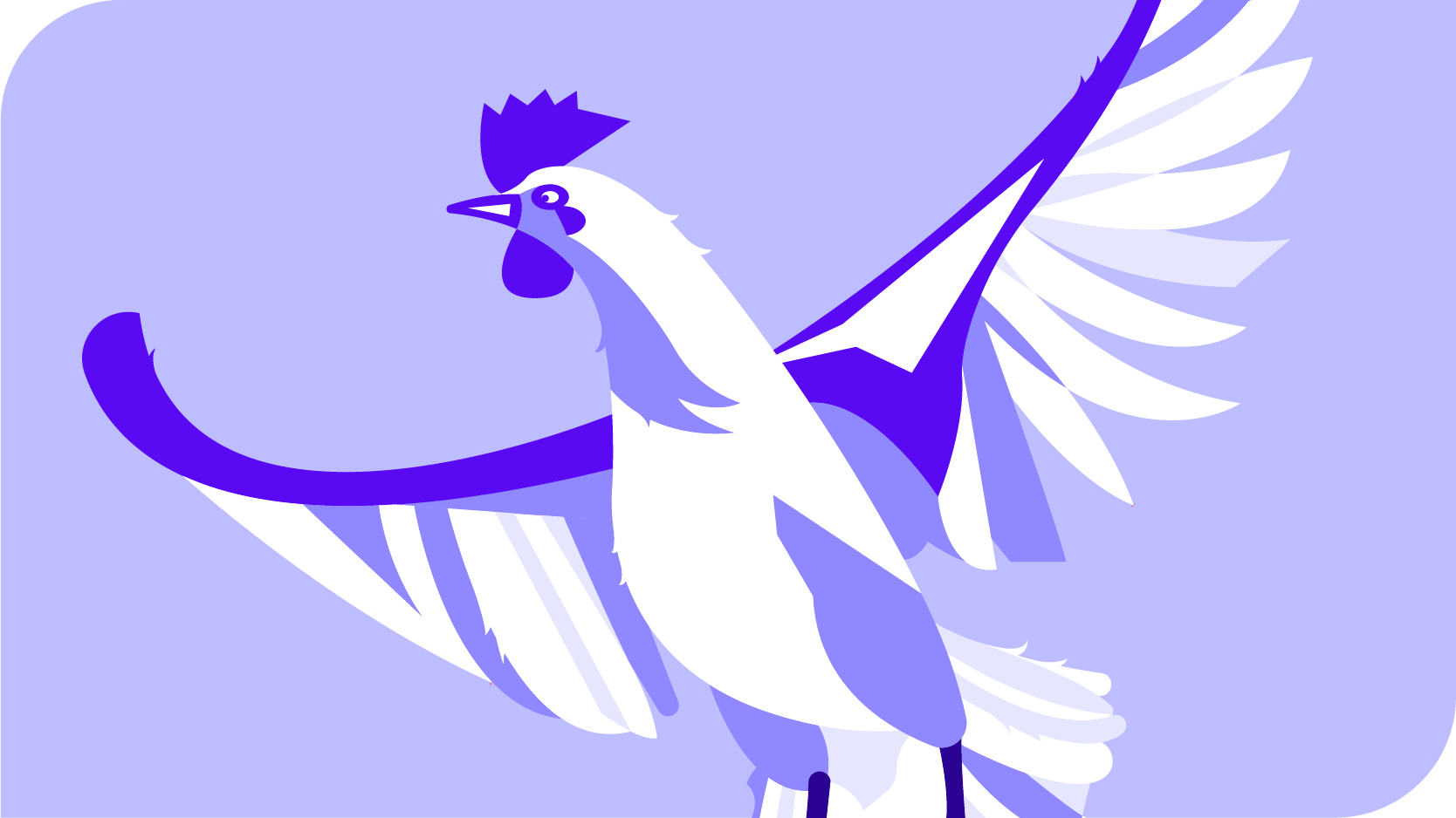 geometric flying chicken drawing abstract dynamic personality rooster hen purple happy