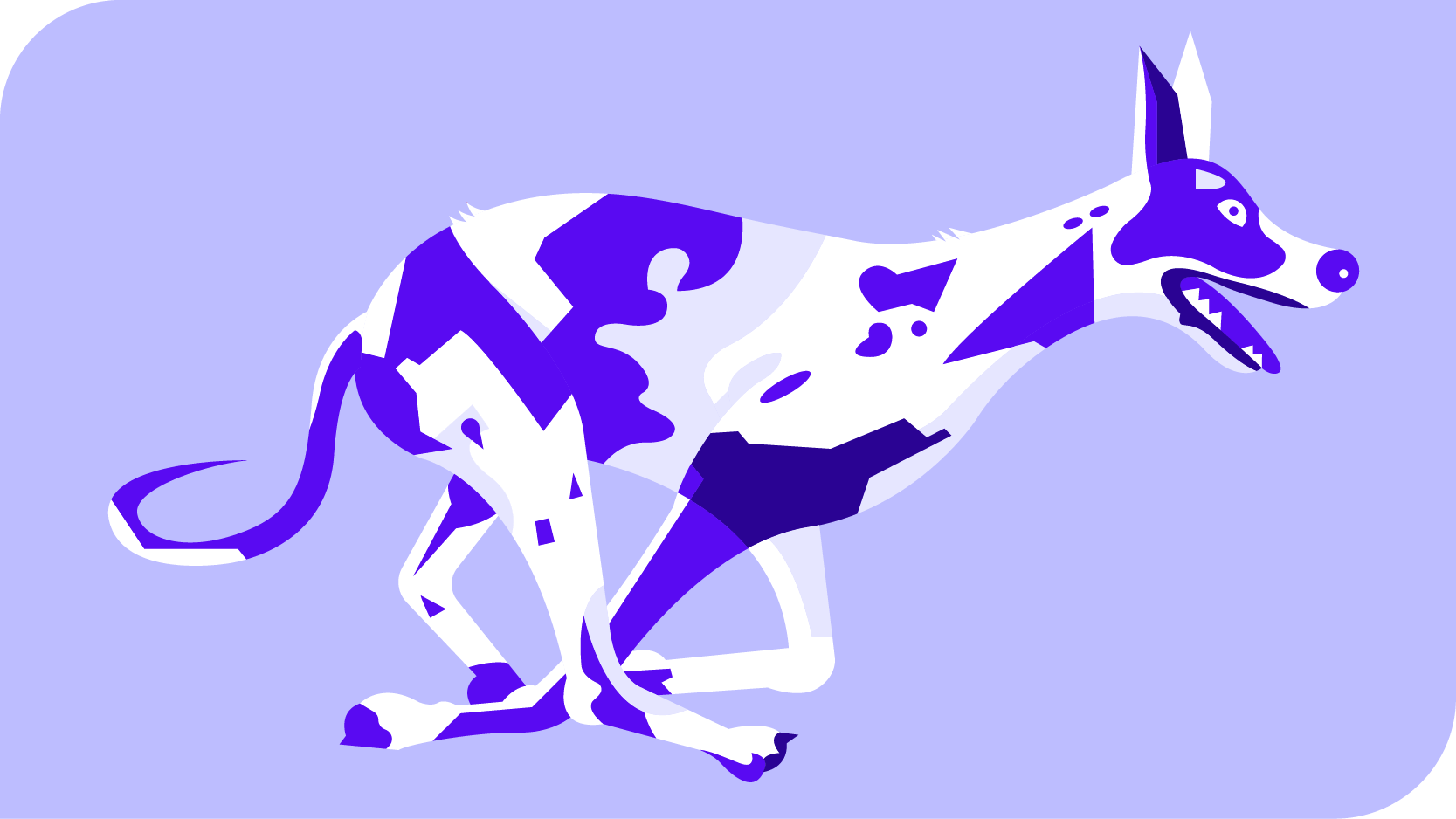geometric running grey hound dog drawing abstract dynamic personality happy purple